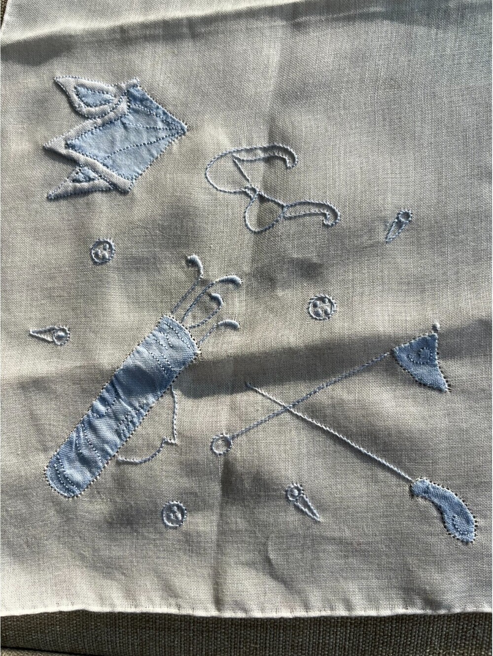 VINTAGE 1950s 1960s GOLF Motif Hankie Blue 14X14" Grandpa